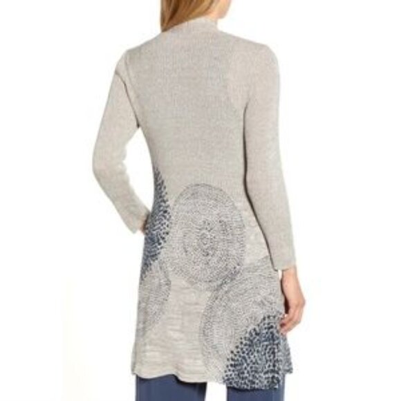 NIC+ZOE Grey Bustle Linen Blend Cardigan Long Line Women's XL - Picture 2 of 11